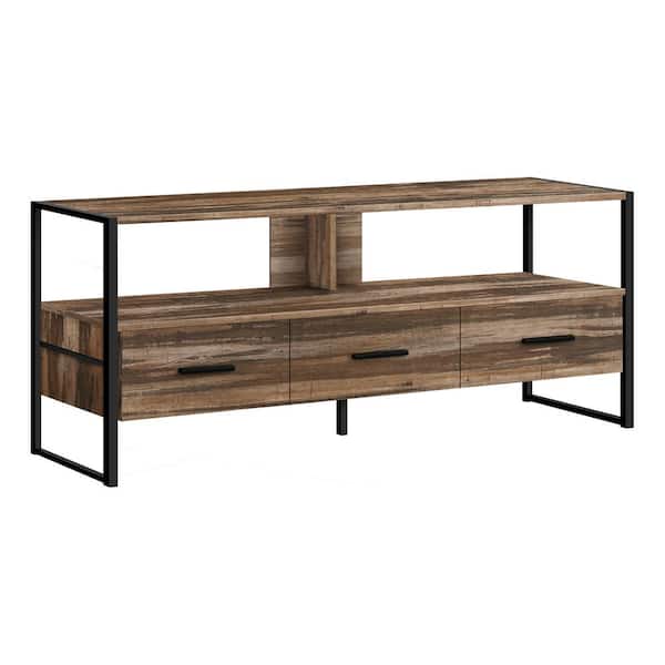 Unbranded Brown TV Stand Fits TVs up to 55-65 in. with Drawers and Shelves