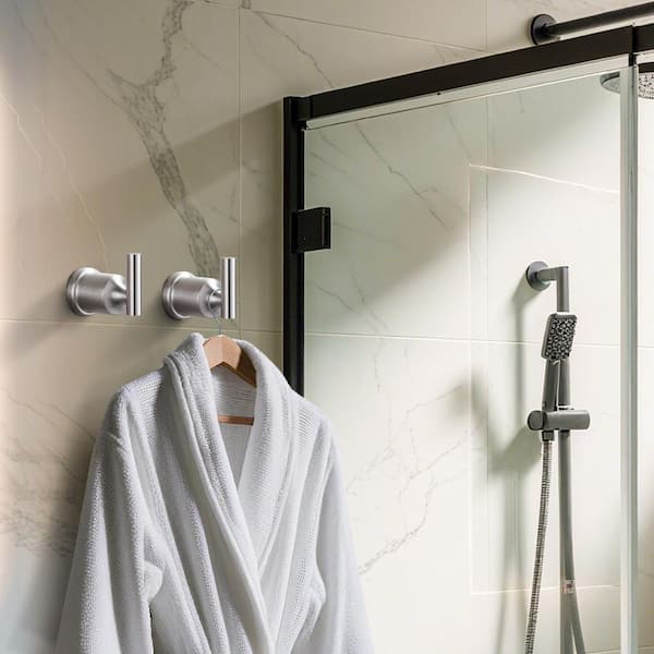 (2 Pack) Wall Mount Stainless Steel J-Hook Towel Hook Bath Hook in Brushed Nickel