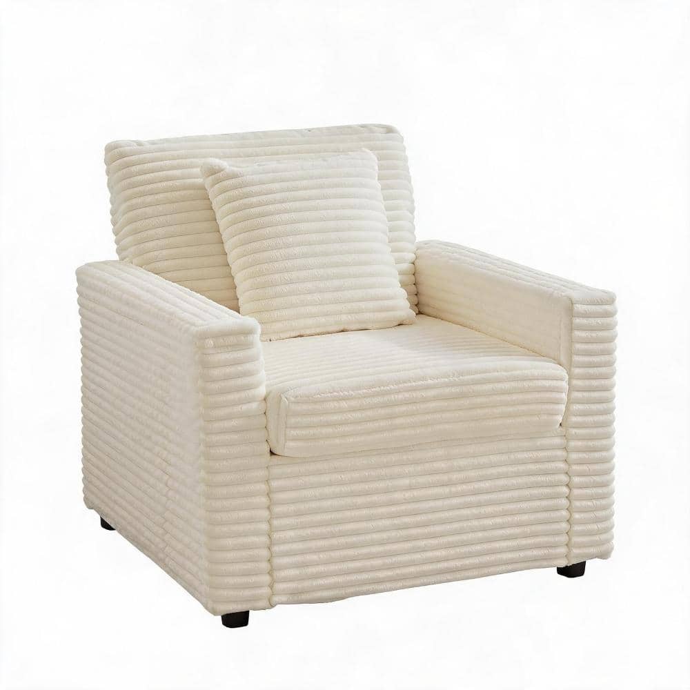 56.5 in. White Corduroy Single Seat Sofa Bed with Storage Ottoman & Table Board durable construction price history on PriceWatchPro