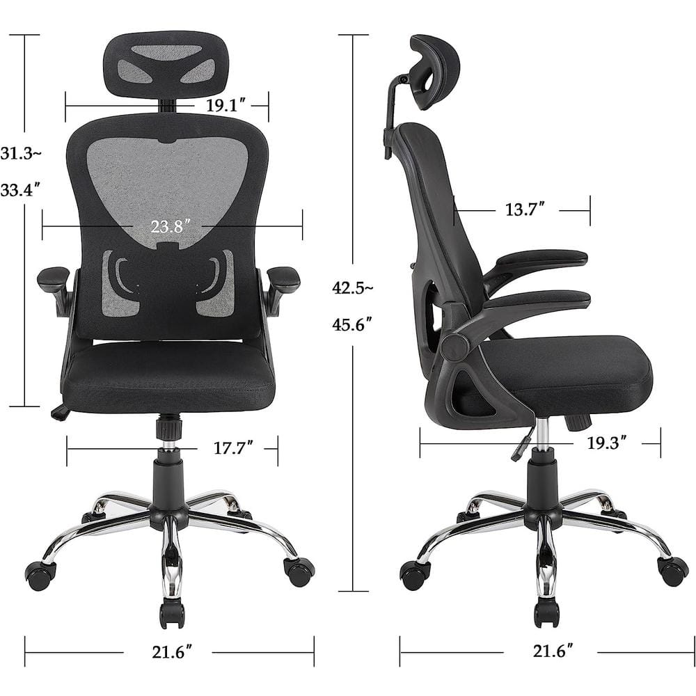 Black Ergonomic High Back Mesh Swivel Office Chair with Adjustable Arms