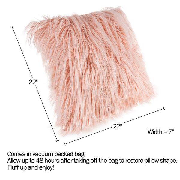 Luxury Mongolian Fluffy Faux Fur Series Square Decorative Throw Pillow  Cusion for Couch, 22 x 22, Pink, 2 Pack - Walmart.com