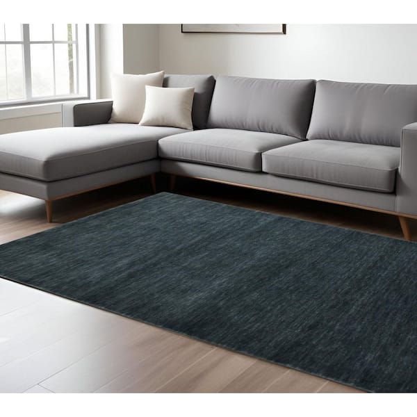 10 ft. x 14 ft. Dark Gray Wool Hand Woven Area Rug