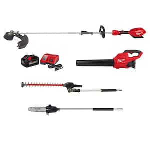 M18 FUEL 18V Lith-Ion Brushless Cordless Electric String Trimmer/Blower Combo Kit w/Pole Saw Hedge Trimmer (4-Tool)