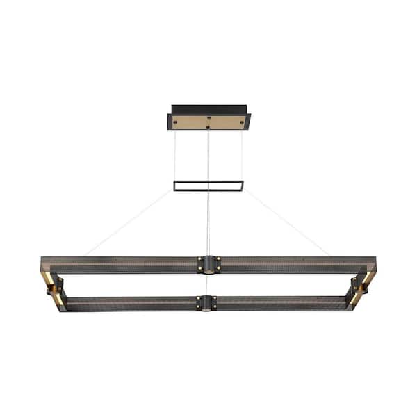 Eurofase Admiral Integrated LED Matte Black/Gold Painting Island Pendant with Metal Shade