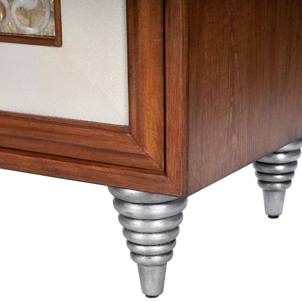 Shelly Capiz Shell & Leather Inlay 180" Sideboard in Brown