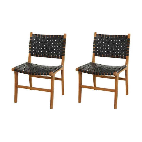 Lattice woven deals leather dining chair