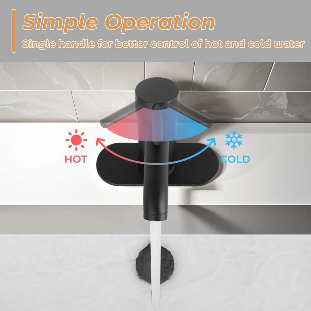 Matte Black Stainless Steel Single Handle Bathroom Faucet