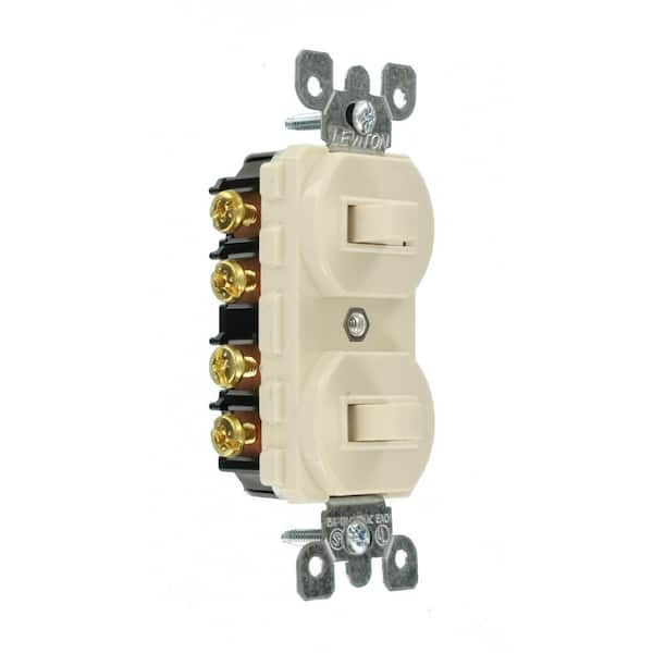 15 Amp Commercial Grade Combination Two 3-Way Toggle Switches, Light Almond 5243-T