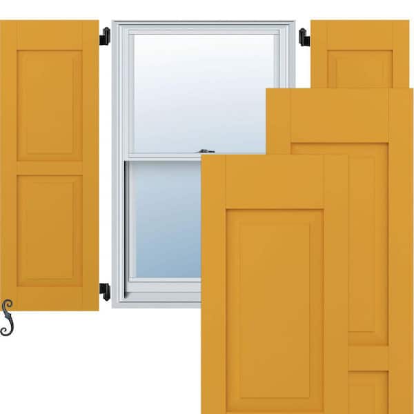 Ekena Millwork 12-in W x 41-in H Americraft Two Equal Raised Panel Exterior Real Wood Shutters (Per Pair), Turmeric