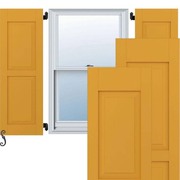 Ekena Millwork 18-in W x 50-in H Americraft Two Equal Raised Panel Exterior Real Wood Shutters (Per Pair), Turmeric