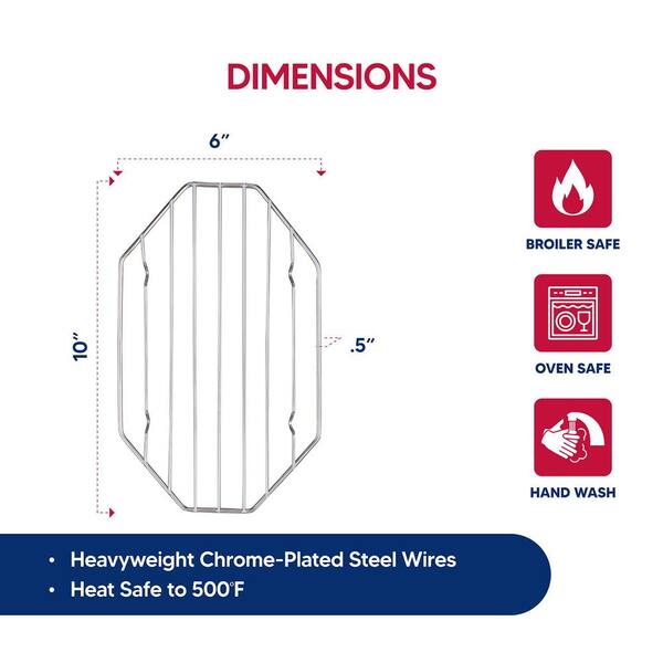 10 in. x 6 in. Chrome-Plated Steel Wire Baking Rack with Octagonal, Fits Oval and Smaller Roasting Pans for Roasting
