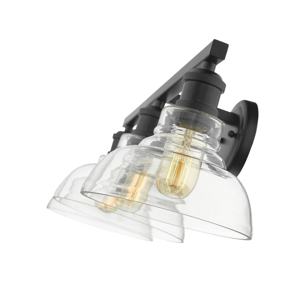 Carver Black and Clear Glass 27.5" Transitional Vanity Light
