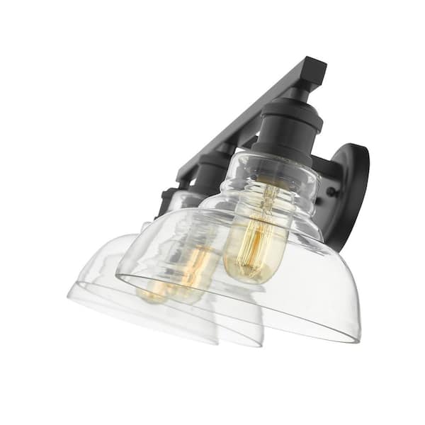 Carver 3-Light Black with Clear Glass Bath Vanity Light