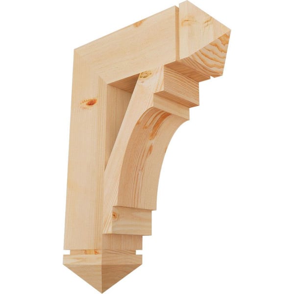 Ekena Millwork 5.5 in. x 28 in. x 20 in. Douglas Fir Merced Arts and Crafts Smooth Bracket