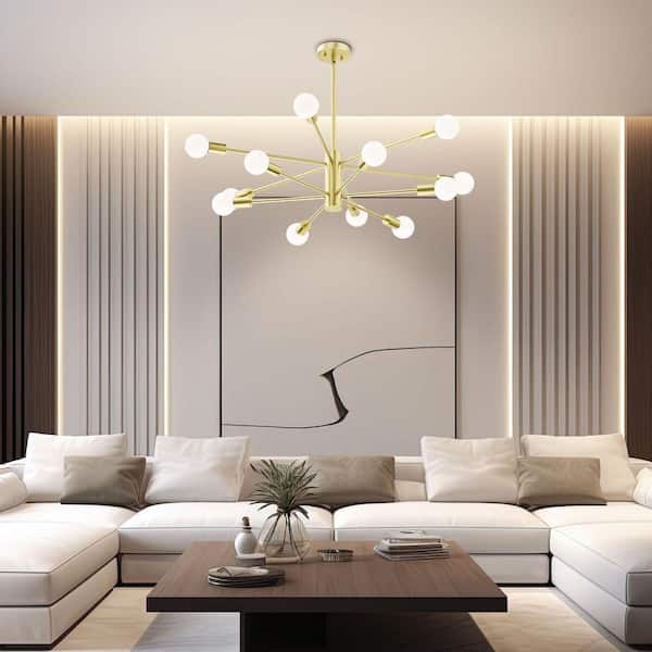 EDISHINE Klotilda 12-Light Plated Gold Dimmable Sputnik Modern