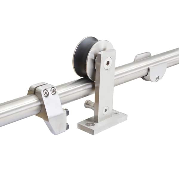 CALHOME Top Mount 96 in. Stainless Steel Barn Style Sliding Door Track and Hardware Set