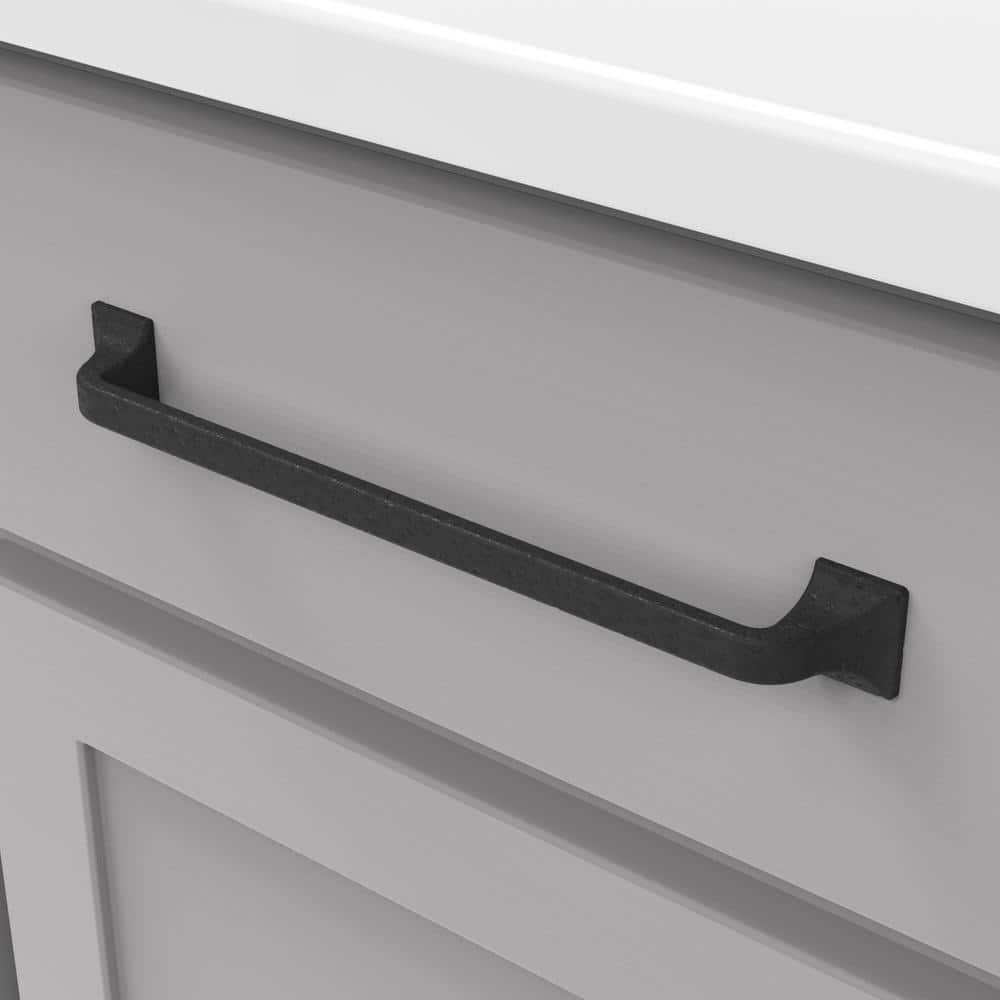 Forge Black Iron Cabinet Drawer Pulls with Mounting Hardware