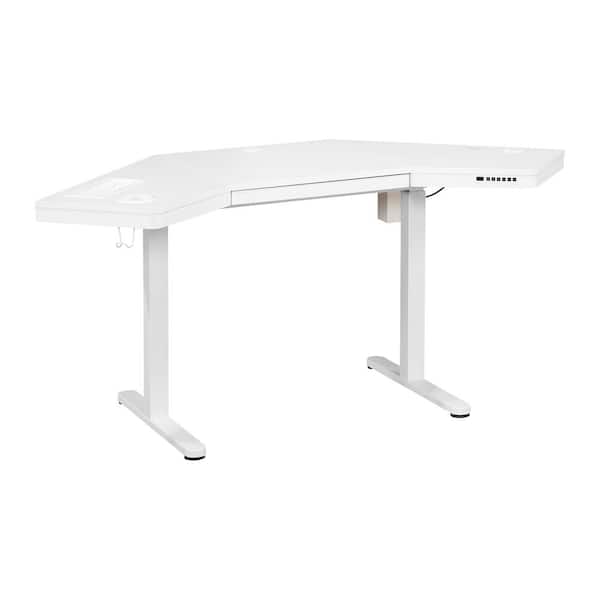 OSP Home Furnishings Stealth 48 in. White Engineered Wood Corner Sit to Stand Electric Height Adjustable Desk STH4848 WH The Home Depot
