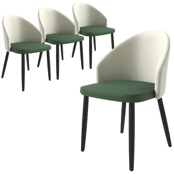 Upholstered Dining Chair in Fabric with Wood Legs Set of 4 Paradiso Collection (Taupe/Green)