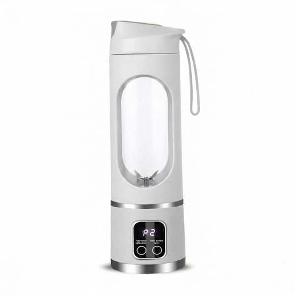 White 15 oz. Plastic Portable Blender Bottle with Leakproof Lid, 12 Blades, Self-Cleaning, 1 Piece