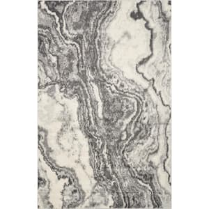 Watercolors Ivory/Grey 5 ft. x 8 ft. Marble Area Rug