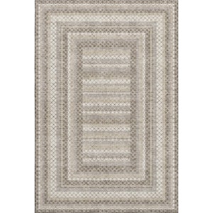 Mayfield Premium Machine Washable Abstract AMF2011 Taupe 3 ft. x 4 ft. Area Rug