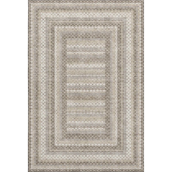 Mayfield Premium Machine Washable Abstract AMF2011 Taupe 5 ft. x 7 ft. 6 in. Area Rug
