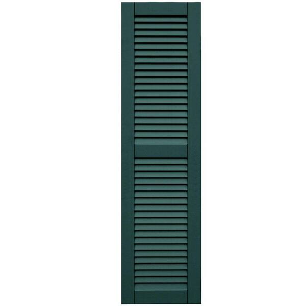 Winworks Wood Composite 15 in. x 57 in. Louvered Shutters Pair #633 Forest Green