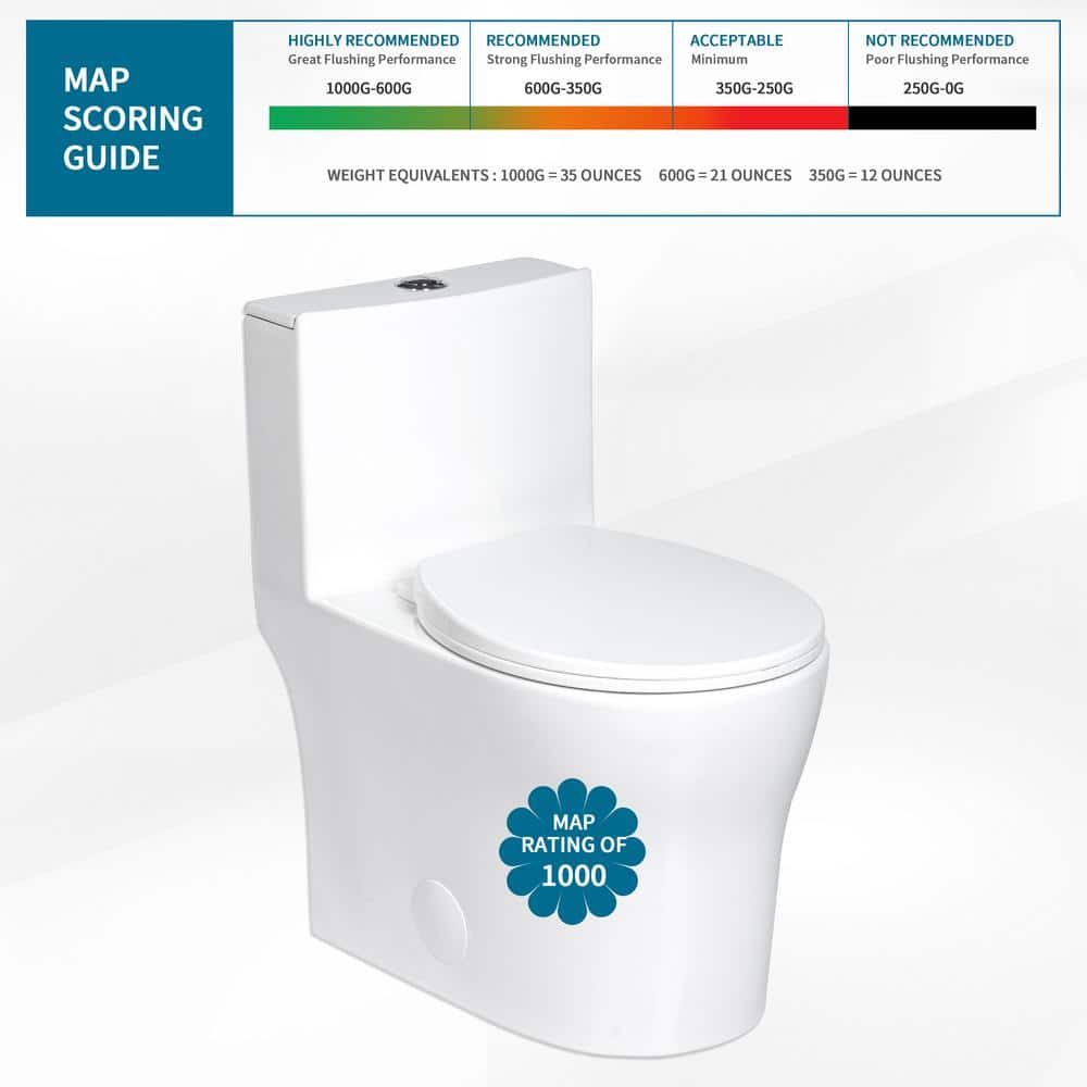 Gloss White Round One-Piece Dual Flush Toilet with Soft Close Seat