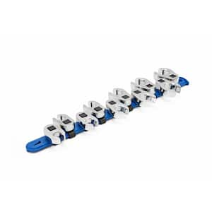 3/8 in. Drive Metric Flare Nut Crowfoot Wrench Set with Socket Rail (10-Piece)