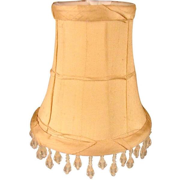 Finishing Touch Stretch Bell Sand Dupione Silk Chandelier Shade with Ruffles and Beads