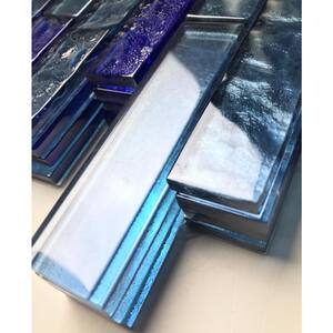 Landscape Designer Pool Horizon Blue 12.25 in. x 12.25 in. Textured Glass Brick Mosaic Tile (12.48 Sq. Ft./Case)