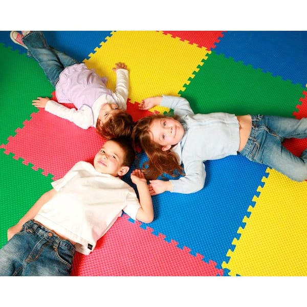 Multicolor 24 in. x 24 in. EVA Foam Solid Color Multi-Purpose Interlocking Tile (12-Tile)