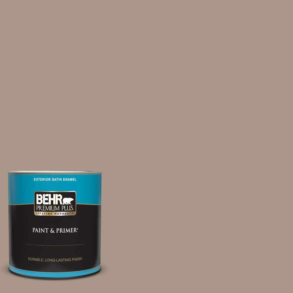 BEHR PREMIUM PLUS 1 Qt. #N230-4 Chic Taupe Satin Enamel Exterior Paint ...