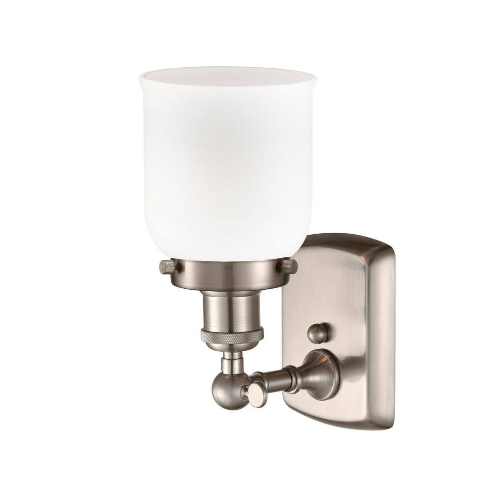 Bell 1-Light Brushed Satin Nickel Wall Sconce with White Glass Shade price history on PriceWatchPro