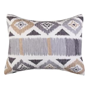 Santa Fe Grey, Taupe, White Geometric Quilted Cotton Standard Sham