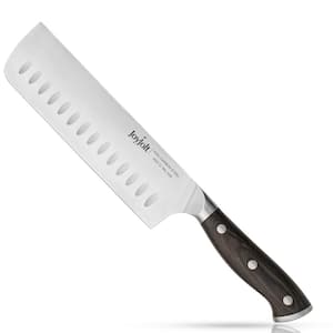 7 in. High-Carbon Steel Full Tang Kitchen Knife Nakiri Santoku Knife with Pakkawood Handle