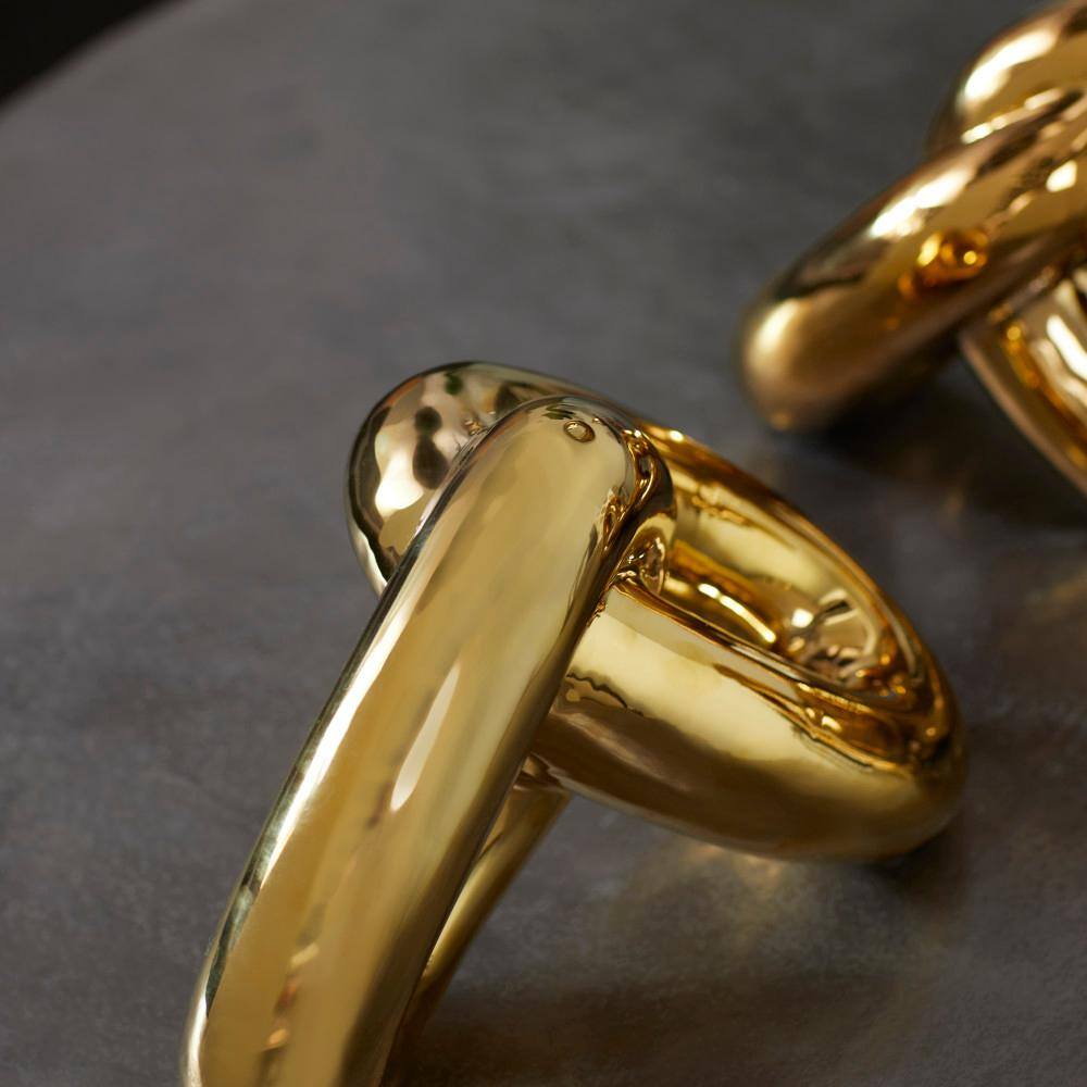 Gold Porcelain Chain Sculpture Set, 15" and 10"