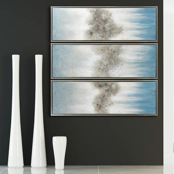 Abstract Triptych Set Textured Metallic Hand Painted by Martin Edwards Framed Canvas Wall Art