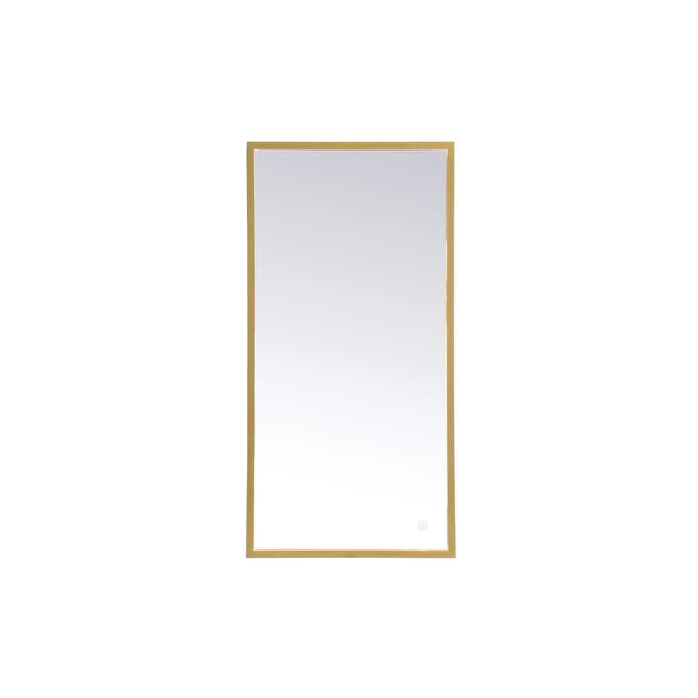 Timeless Home 18 in. W x 36 in. H Aluminum Brass LED Mirror