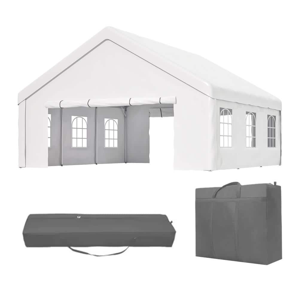 White 20 ft. x 20 ft. Metal Party Tent with 2 Storage Bags & Removable Sidewalls price history on PriceWatchPro