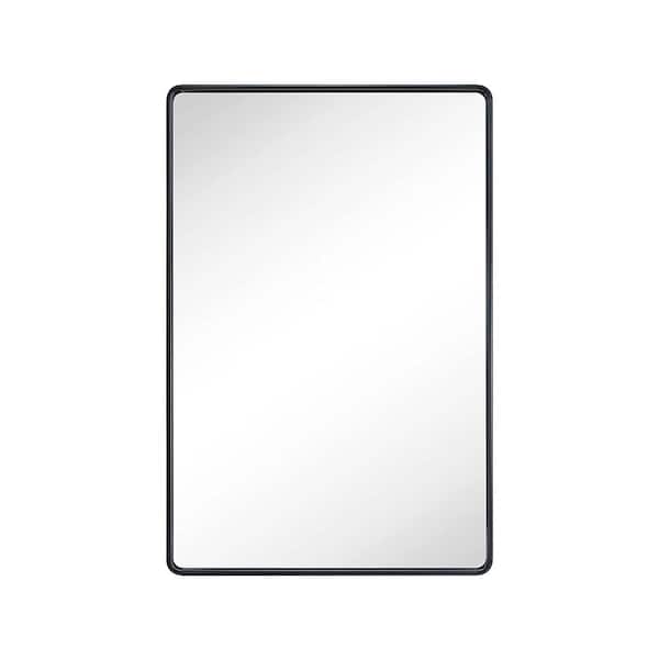 Unbranded 22 in. W x 30 in. H Rectangular Framed Wall Bathroom Vanity Mirror Wall Mount Mirror Rounded Corner Mirror