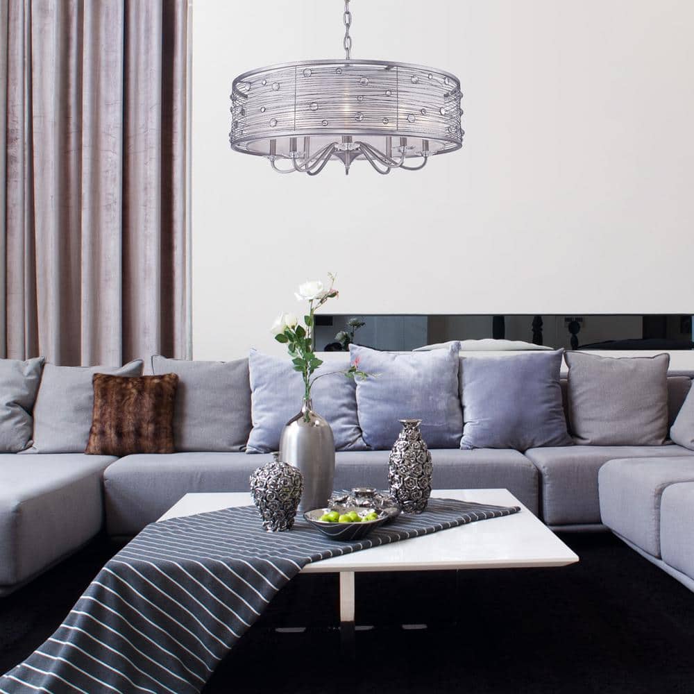 Modern Elegance Chrome & Crystal 8-Light Chandelier in Silver