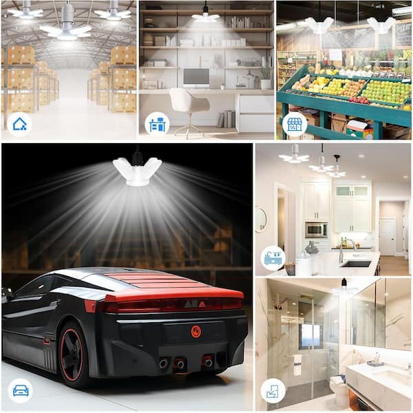 Lukyamzn 50W 5000 Lumen LED Garage Ceiling Light Bulb 2 Pack 4
