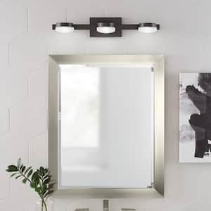 40-Watt Equivalent 3-Light Oil Rubbed Bronze Integrated LED Vanity Light with Etched Glass