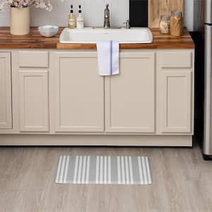 Striped Simplicity Gray 18 in. x 30 in. Indoor Comfort Kitchen Mat