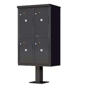 1590 Series 4-Parcel Lockers on Pedestal Valiant Outdoor Parcel Locker