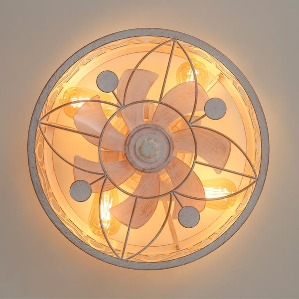 Breezary 16.5 in. Indoor Gold/White Flush Mount Enclosed Ceiling