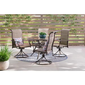 Riverbrook Espresso Brown Swivel Steel Padded Sling Outdoor Patio Dining Chairs (2-Pack)