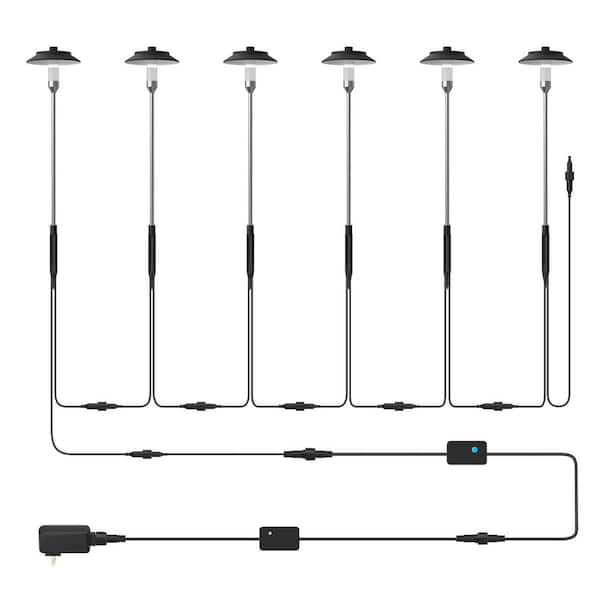 6 Heads Low Voltage RGB IP65 480 Lumen Integrated LED Bollard Light Light Control, Remote & Timer Function Path Light